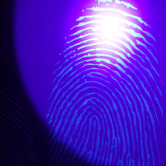 Empreinte visible en lumière noire pour un jeu d'observation